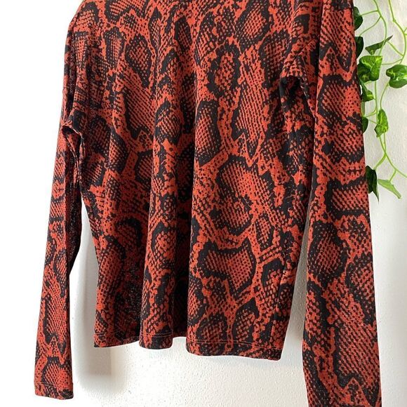NINE WEST | Slinky Mockneck Red Snake Print Blouse P506 - Picture 3 of 8